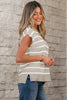 Parchment Side Slits Crewneck Short Sleeve Sweater Tee by Wild and Free Boutique