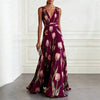 Tulip Print V-Neck Sleeveless Maxi Dress – Floral Chiffon by FitiqueFit