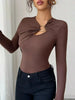 Twist Front Ring Detail Long Sleeve T-Shirt by Simply Love