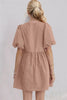 Elegant Ruched Puff Sleeve Mini Dress Vintage Bow Detail Cute Short Dress for Women by Stevvex