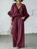 Women's Loose-Fit V-Neck Top & Wide-Leg Pants Two-Piece Set by FitiqueFit