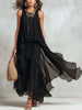 Asymmetrical Ruffle Mesh Chiffon Sleeveless Maxi Dress – Black, XS–XXL by FitiqueFit