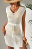 Beige Open Knit Drawstring Waist Beach Dress by Wild and Free Boutique