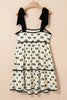White Bow Contrast Trim Knotted Shoulder Mini Dress by Wild and Free Boutique