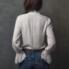 Women's Ruffled Sleeve Resort Shirt – Stretch Casual Long Blouse by FitiqueFit