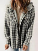 Plaid Snap Down Plush Hooded Jacket Soft & Warm Women Outerwear Cozy And Comfortable Jacket by Stevvex