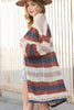 Dark Blue Color Block Striped Cut Out Knit Cardigan by Wild and Free Boutique