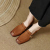 Women's Retro British Style Chunky Heel Leather Shoes – Round Toe Commuter by FitiqueFit