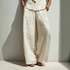 Linen Blend V-Neck Buttoned Vest & High-Waist Wide-Leg Pants Set – 5 Colors S–3XL by FitiqueFit