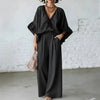 Women's Loose-Fit V-Neck Top & Wide-Leg Pants Two-Piece Set by FitiqueFit