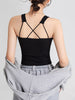 Crisscross Scoop Neck Wide Strap Cropped Tank with Chest Pads