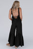 Gray Wide Leg Ruffle Jumpsuit