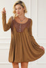 Lace Detail Round Neck Long Sleeve Dress