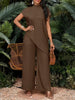 Asymmetrical Sleeveless Top & Pants Set – Women’s Two-Piece by FitiqueFit