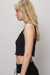 POL Polka Dot Adjustable Strap Cropped Knit Cami