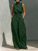 Women’s Cotton Linen Two-Piece Set – Sleeveless Top & Wide-Leg Pants by FitiqueFit