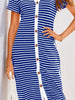 Contrast Striped V-Neck Short Sleeve Midi Dress