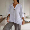 Women's V-Neck Long-Sleeve Button Top – Loose Fit Casual Blouse by FitiqueFit