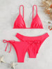 Essential Edge 3-Piece Bikini Set for Women – Solid Color High-Cut Triangle Top Two-Style Bottoms with Side Lace-Up Design & Quick-Drying Comfort – Versatile Women's Swimwear for Summer Pool Beach & Travel by Stevvex