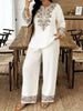 Women’s Ethnic Two Piece Set with Long Sleeve Shirt and Cropped Pants by FitiqueFit