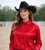 Neon Spur Embroidered Logo Satin Button Up Rodeo Shirt -Red by Neon Spur