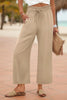 Women's Wide-Leg Cropped Pants with Lace Trim & Pockets by FitiqueFit