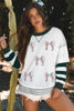 White Stripe Bowknot Patched Pattern Contrast Stitching Pullover Trendy Sweatshirt by Wild and Free Boutique