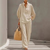 Women’s Casual Shirt and Full-Length Pants Set by FitiqueFit