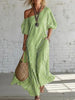 Women's Striped Off-Shoulder Elegant Midi Dress by FitiqueFit