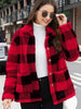 Beautiful Red Women Drop Shoulder Fuzzy Button-Up Jacket Soft And Comfortable Casual Fit Jacket by Stevvex