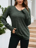 V-Neck Textured Knit Long Sleeve T-Shirt by Simply Love