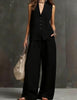 Women's Linen Sleeveless Vest & Wide-Leg Pants Two-Piece Set by FitiqueFit
