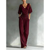 Women's V-Neck Slim Fit Straight Leg Jumpsuit by FitiqueFit