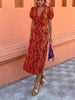 Women's Ruched Maxi Dress – V-Neck Short Sleeve, Form-Fitting Printed Elegant by FitiqueFit