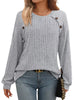 Ribbed Knit Decor Button Long Sleeve T-Shirt by Simply Love