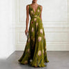 Tulip Print V-Neck Sleeveless Maxi Dress – Floral Chiffon by FitiqueFit