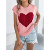 Women’s Heart Color Block Knit Top – Casual Sleeveless Valentine Tank by FitiqueFit