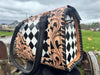 Luxe Tooled Leather Midnight Rhinestone Stud Checkered Speedy Bag by Neon Spur