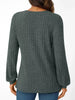 Ribbed Knit V-Neck Long Sleeve T-Shirt by Simply Love