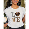 Women's Leopard Heart LOVE T-Shirt – Casual Crewneck Summer Streetwear by Dog Mom Hat