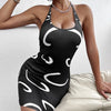 Ladies' Neck Tie, Lace Up Print, Slimming Dress by FitiqueFit