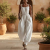 Women's Sleeveless Wide-Leg Jumpsuit – Knit, Low Waist, Flare Pants by FitiqueFit