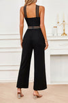 Crisscross Cutout Sleeveless Wide Leg Jumpsuit