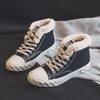 Women’s Warm Black Winter Thick Flat High-Top Velvet Canvas Shoes by FitiqueFit