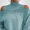 Women's Cold Shoulder Sweater - High Neck Cut Out Pullover Long Sleeve by FitiqueFit
