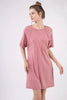 Woman Dress Casually Washed Round Neck Mini Tee Dress - Effortlessly Chic Casual Dress with Pocketed Design by Stevvex