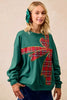 BiBi Plaid Ribbon Bow Detail Christmas Fleece Pullover by FitiqueFit