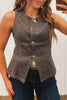 Brown Leopard Print Slim Denim Vest by Wild and Free Boutique