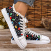 Raw Hem Printed Round Toe Sneakers – Canvas Flat Casual by FitiqueFit
