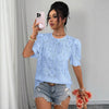 Women's Hollow-Out Lace Puff-Sleeve Shirt Top – Loose Fit by FitiqueFit